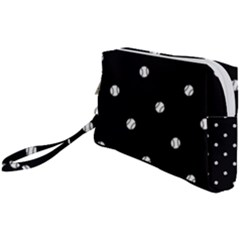 Black And White Baseball Motif Pattern Wristlet Pouch Bag (small) by dflcprintsclothing