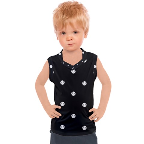 Black And White Baseball Motif Pattern Kids  Sport Tank Top by dflcprintsclothing