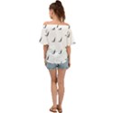 Black And White Cricket Sport Motif Print Pattern Off Shoulder Short Sleeve Top View2