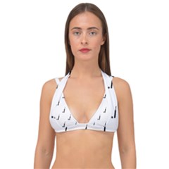 Black And White Cricket Sport Motif Print Pattern Double Strap Halter Bikini Top by dflcprintsclothing