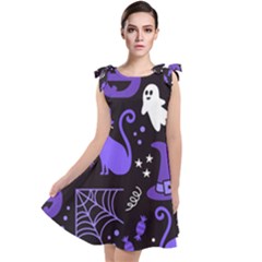 Halloween Party Seamless Repeat Pattern  Tie Up Tunic Dress by KentuckyClothing