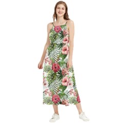 Monstera Flowers Pattern Boho Sleeveless Summer Dress by goljakoff