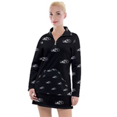 Formula One Black And White Graphic Pattern Women s Long Sleeve Casual Dress by dflcprintsclothing