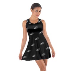 Formula One Black And White Graphic Pattern Cotton Racerback Dress by dflcprintsclothing