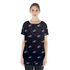 Formula One Black And White Graphic Pattern Skirt Hem Sports Top by dflcprintsclothing