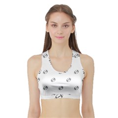 American Football Ball Motif Print Pattern Sports Bra With Border by dflcprintsclothing