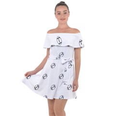 American Football Ball Motif Print Pattern Off Shoulder Velour Dress by dflcprintsclothing