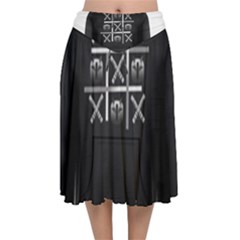 Tic Tac Monster Velvet Flared Midi Skirt by TheFanSign