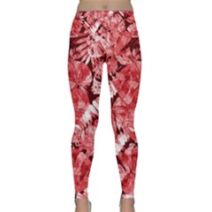 Red Leaves Lightweight Velour Classic Yoga Leggings by goljakoff