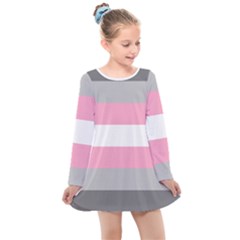 Demigirl Pride Flag Lgbtq Kids  Long Sleeve Dress by lgbtnation