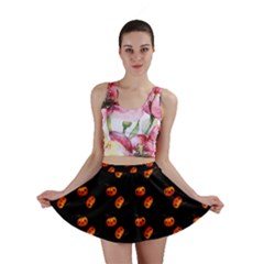 Kawaii Pumpkin Black Mini Skirt by vintage2030