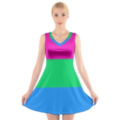 Polysexual Pride Flag Lgbtq V-neck Sleeveless Dress by lgbtnation