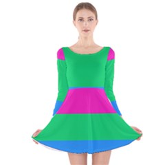 Polysexual Pride Flag Lgbtq Long Sleeve Velvet Skater Dress by lgbtnation