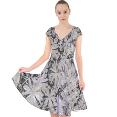 Pale Tropical Floral Print Pattern Cap Sleeve Front Wrap Midi Dress by dflcprintsclothing