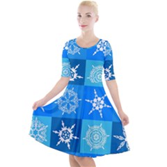 Snowflakes Quarter Sleeve A-line Dress by Sobalvarro