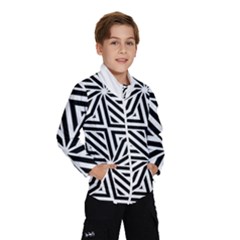 Black And White Abstract Lines, Geometric Pattern Kids  Windbreaker by Casemiro