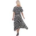 Black and white abstract lines, geometric pattern Cross Front Sharkbite Hem Maxi Dress View2