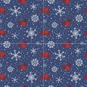 Red berries and snowflakes on a blue background. View1