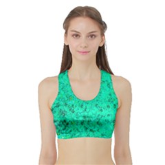 Aqua Marine Glittery Sequins Sports Bra With Border by essentialimage