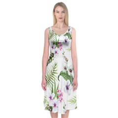 Summer Flowers Midi Sleeveless Dress by goljakoff