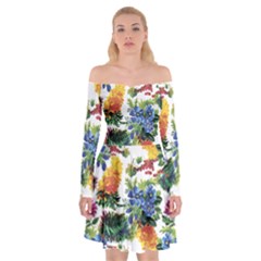 Flowers Pattern Off Shoulder Skater Dress by goljakoff