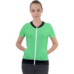 Algae Green & Black -  Short Sleeve Zip Up Jacket by FashionLane