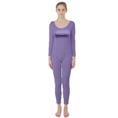 Bougain Villea Purple & Black - Long Sleeve Catsuit by FashionLane