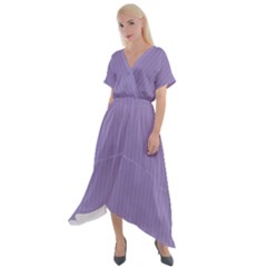 Bougain Villea Purple & Black - Cross Front Sharkbite Hem Maxi Dress by FashionLane