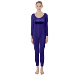 Berry Blue & White - Long Sleeve Catsuit by FashionLane