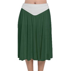 Eden Green & White - Velvet Flared Midi Skirt by FashionLane