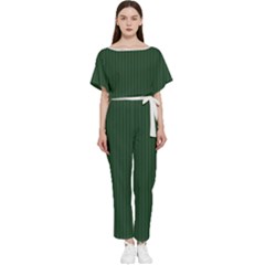 Eden Green & White - Batwing Lightweight Jumpsuit by FashionLane