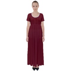 Berry Red & White - High Waist Short Sleeve Maxi Dress by FashionLane