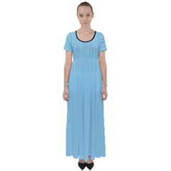 Blizzard Blue & Black - High Waist Short Sleeve Maxi Dress by FashionLane