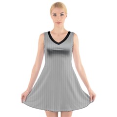 Chalice Silver Grey & Black - V-neck Sleeveless Dress by FashionLane