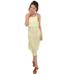 Creamy Yellow & Black - Waist Tie Cover Up Chiffon Dress by FashionLane