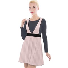 Soft Bubblegum Pink & Black - Plunge Pinafore Velour Dress by FashionLane