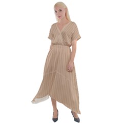 Toasted Almond & Black - Cross Front Sharkbite Hem Maxi Dress by FashionLane