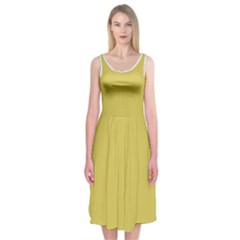 Ceylon Yellow & White - Midi Sleeveless Dress by FashionLane