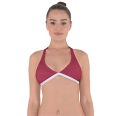 Vivid Burgundy & White - Halter Neck Bikini Top by FashionLane