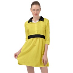 Maize Yellow & Black - Mini Skater Shirt Dress by FashionLane