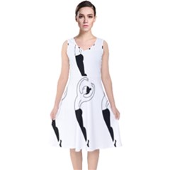 Classical Ballet Dancers V-neck Midi Sleeveless Dress  by Mariart