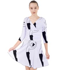 Classical Ballet Dancers Quarter Sleeve Front Wrap Dress by Mariart