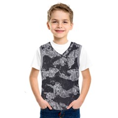 Black And White Cracked Abstract Texture Print Kids  Basketball Tank Top by dflcprintsclothing