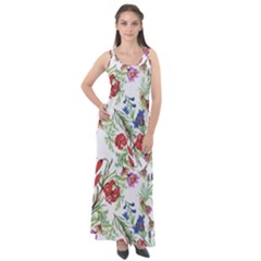 Flowers Pattern Sleeveless Velour Maxi Dress by goljakoff