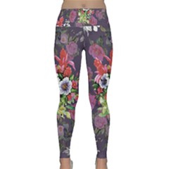 Purple Flowers Lightweight Velour Classic Yoga Leggings by goljakoff