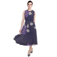 Purple Flowers Round Neck Boho Dress by goljakoff