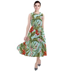 Tropical Flowers Round Neck Boho Dress by goljakoff