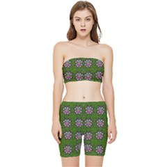 Star Over The Healthy Sacred Nature Ornate And Green Stretch Shorts And Tube Top Set by pepitasart