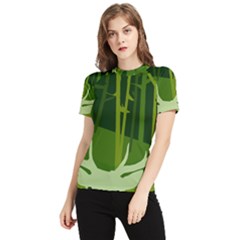 Forest Deer Tree Green Nature Women s Short Sleeve Rash Guard by HermanTelo