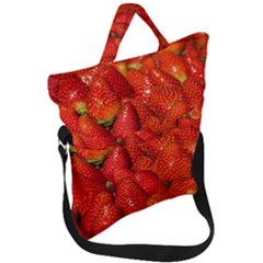 Colorful Strawberries At Market Display 1 Fold Over Handle Tote Bag by dflcprintsclothing